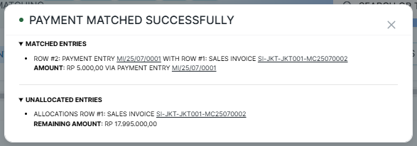 success but there is still unallocated amount